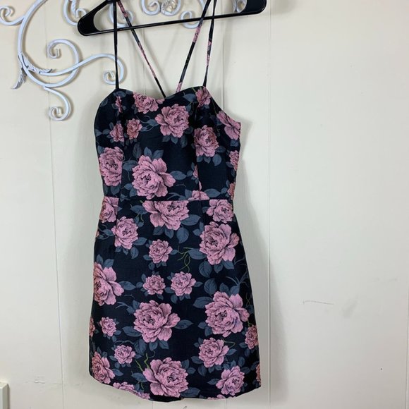 H&M Dresses & Skirts - H&M Black and Pink Flowery Prom Gown Evening Dress Size Small
